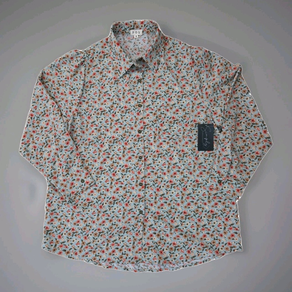 POL Dusty Floral Button down Relaxed Top Size SMALL NEW - Picture 1 of 5